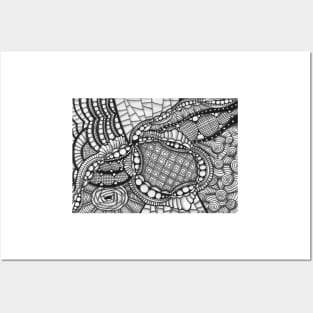 Abstract monochrome pattern illustration hand draw inspired by zentangle Posters and Art